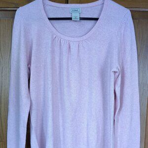 LL Bean 100% Cashmere Sweater M Women Pink Knit Layering Classic Chic Soft